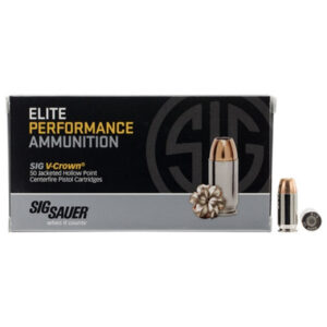 Specifications: Caliber: 9MM LUGER AMMO Bullet Type: V-Crown Jacketed Hollow Point Muzzle Velocity: 985 fps Muzzle Energy: 317 ft. lbs Primer: Boxer Casing: Nickel Plated Brass Ammo Rating: Personal Protection 9mm Luger Ammo 50 Round Box